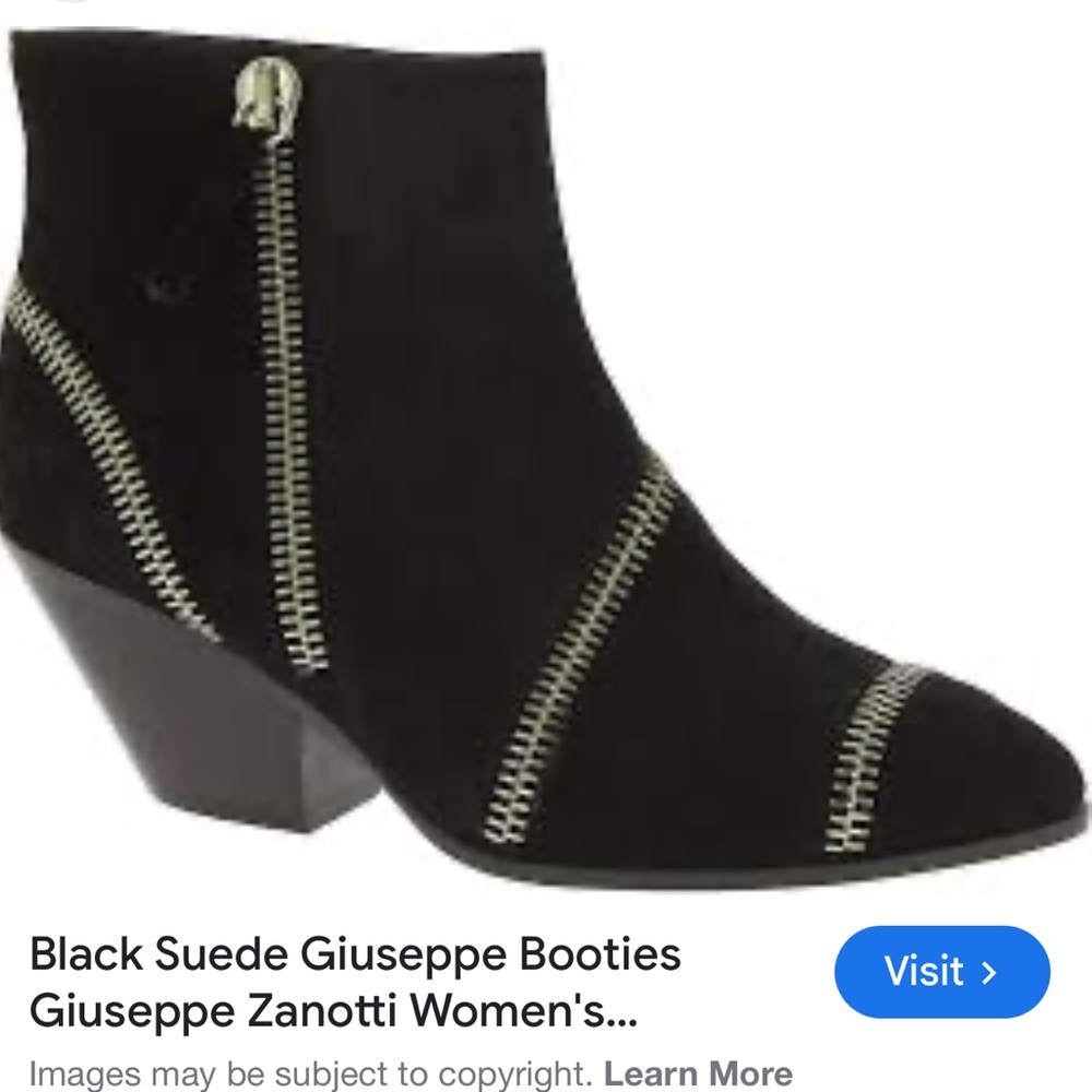 GIUSEPPE ZANOTTI black suede zip Guns 55 Blade zipper boots 38 Brand New